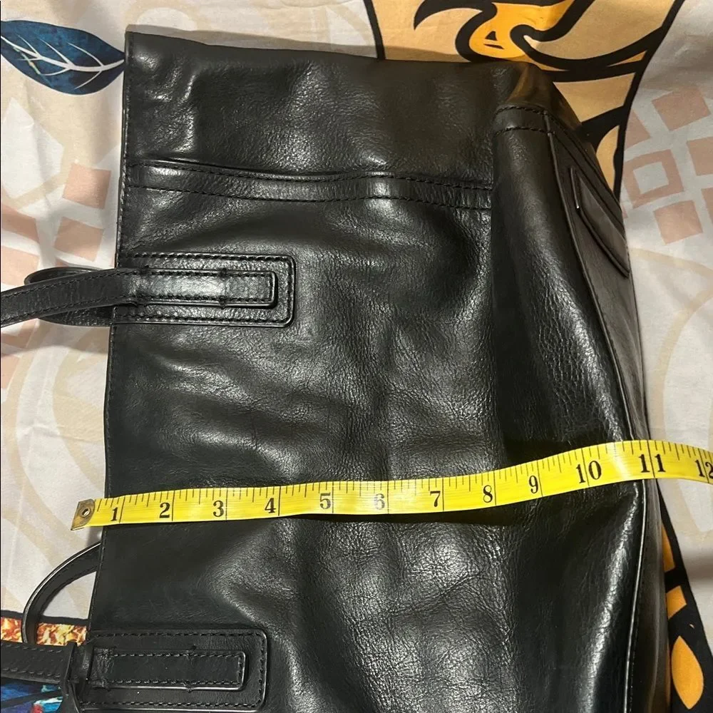 Fossil Emma Black Leather Tote with Key Accent
